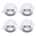 Clear round push-button protective cover with hinged dome and side clamp clips