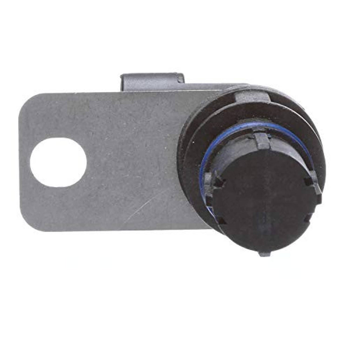 Engine crankshaft position sensor body with mounting bracket and circular sensor end