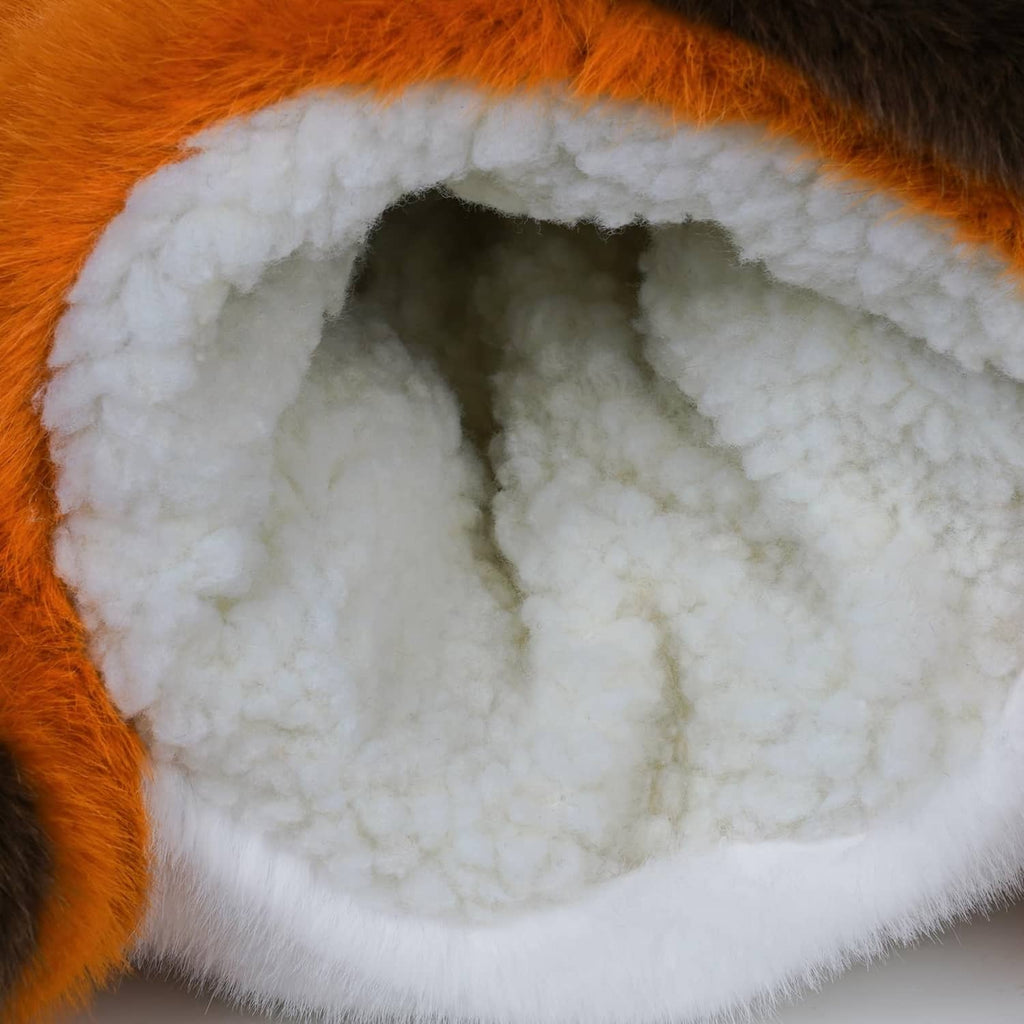 Orange plush driver headcover interior lining with club-head opening