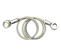Braided steel hood release cable with two loop eyelets and metal end fittings