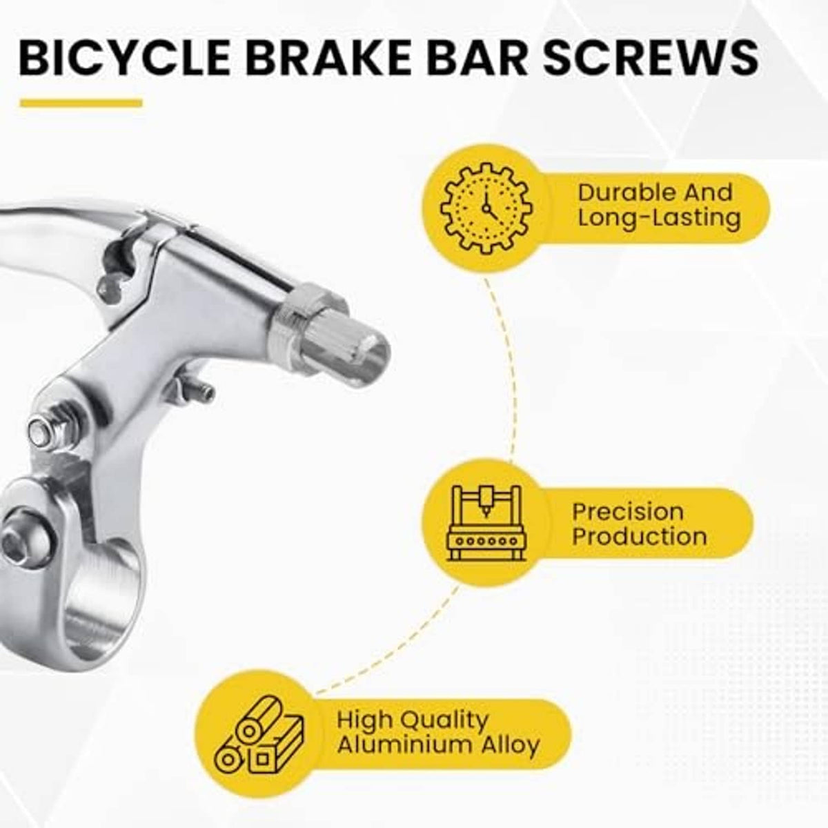 Bicycle brake cable adjuster screws with ribbed knob, silver metal and black details