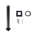 Black glass railing post clamp with square base and vertical post, included hardware