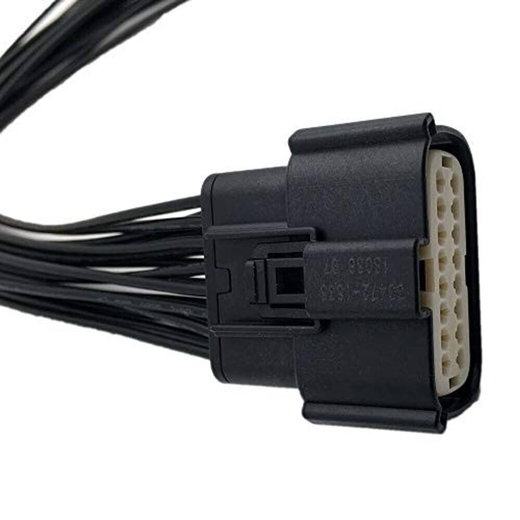 Headlight connector pigtail with latch and multi-pin plug, black housing and wires