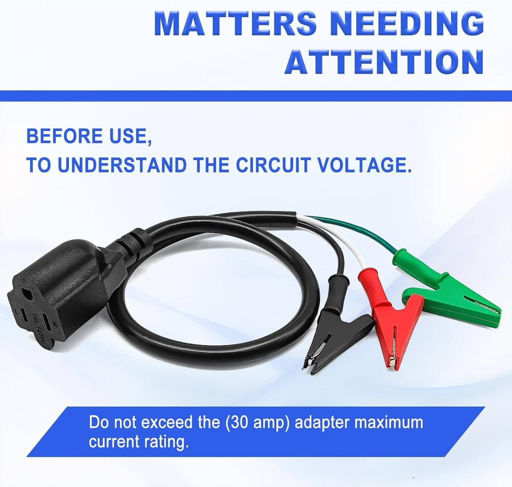 Circuit breaker finder accessory kit with black power plug and red/green insulated clips