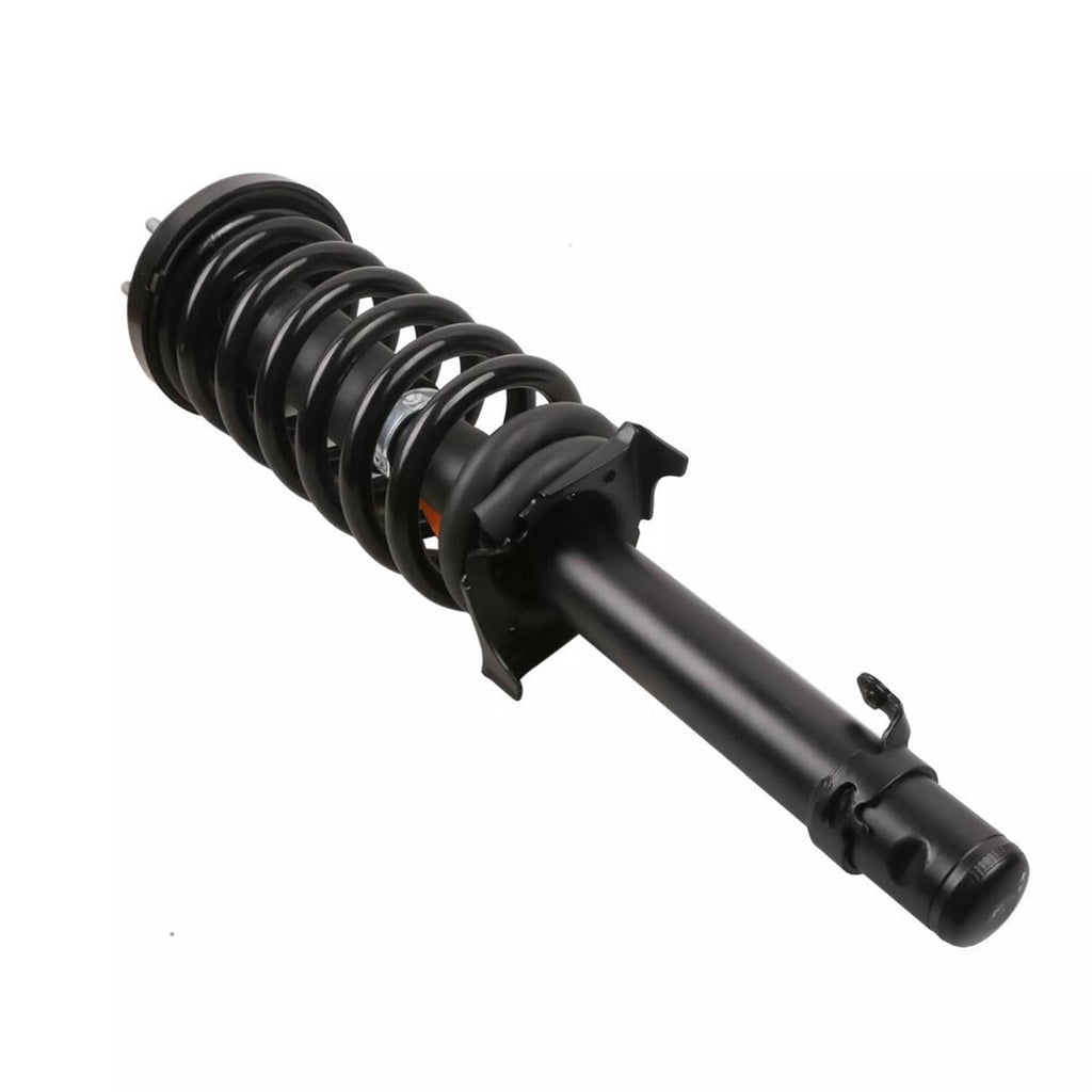 Shock strut assembly with black coil spring and long dark damper shaft