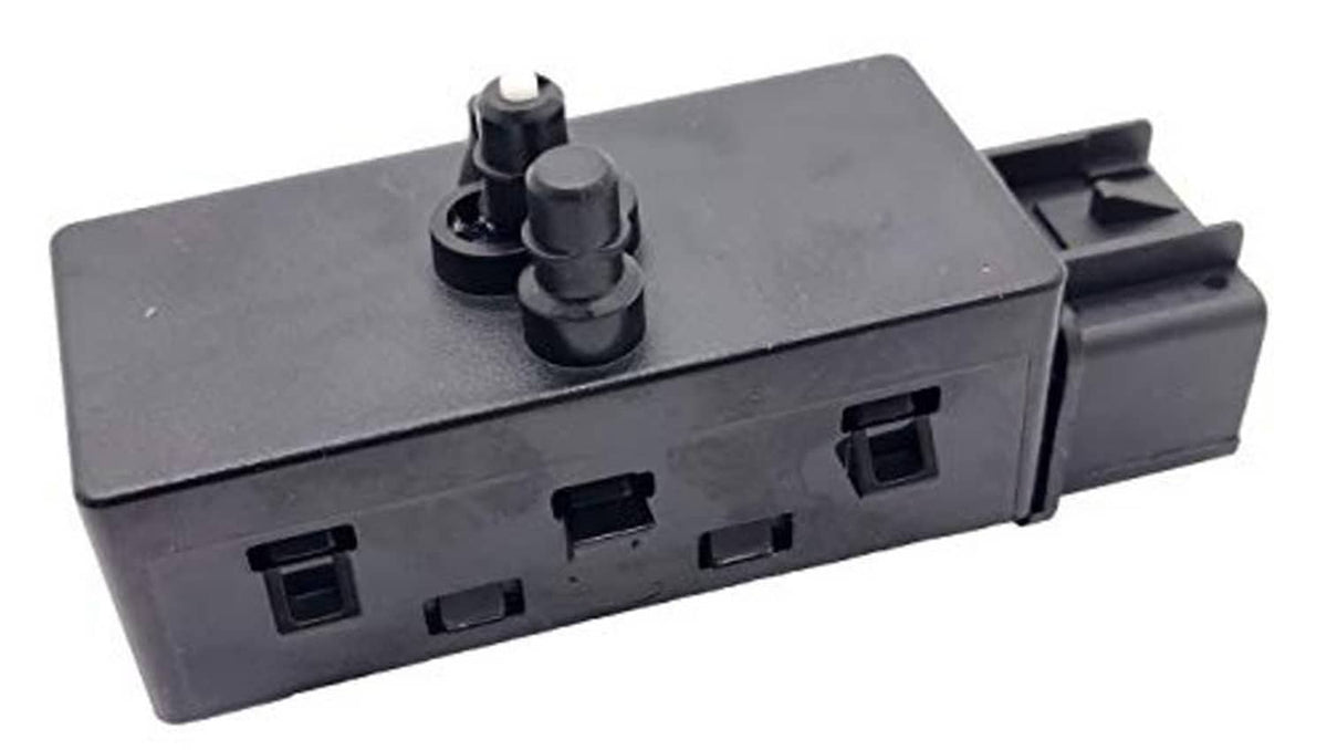 Power seat adjuster switch module, gray front panel with three switch openings and top buttons
