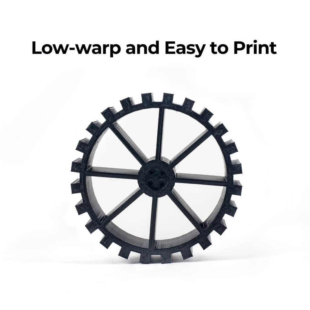 Black TPU gear-like 3D printed part with toothed wheel shape