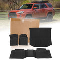 Black TPE floor mats and cargo liner set with raised grip ridges