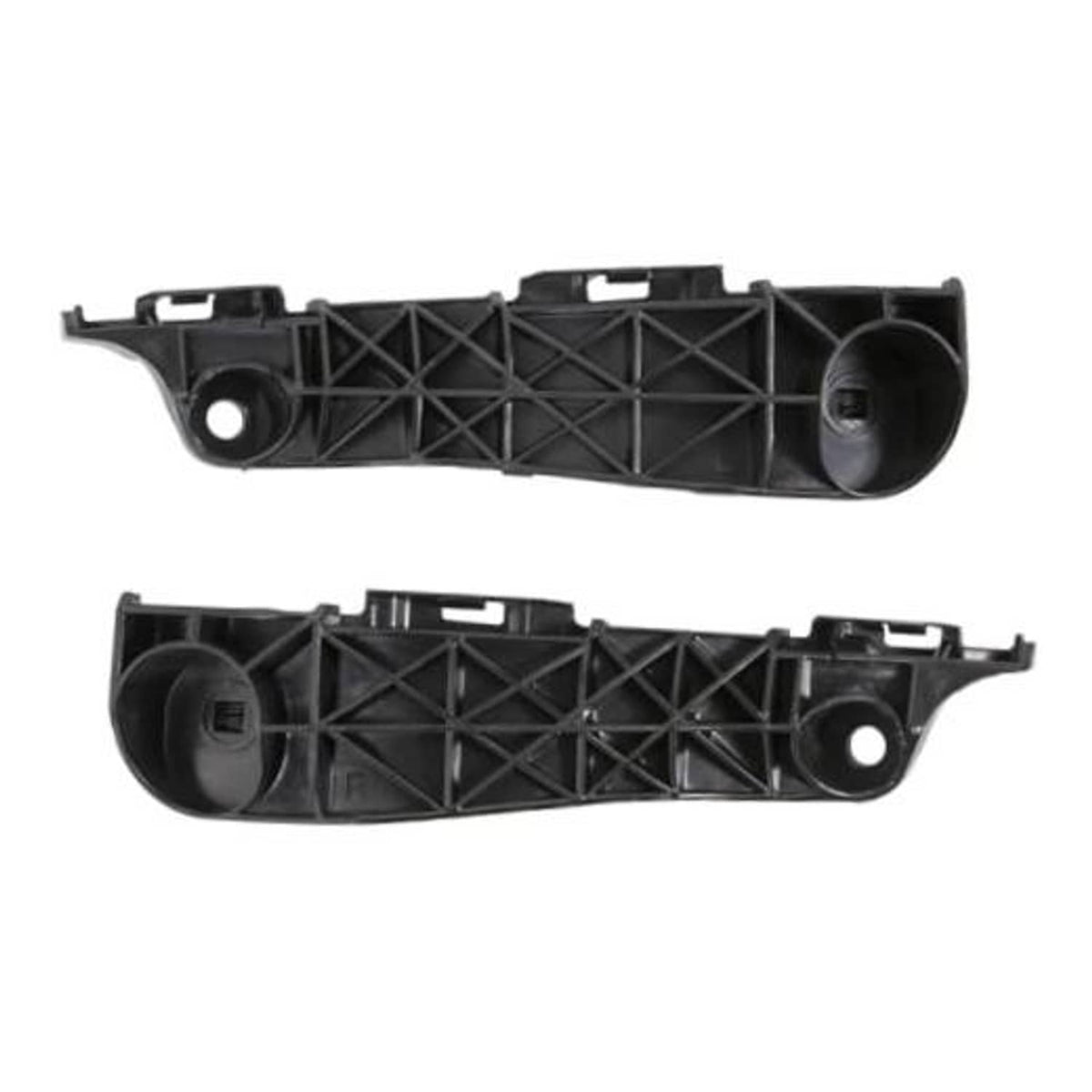 Black front bumper bracket with crisscross reinforcement and round mounting holes