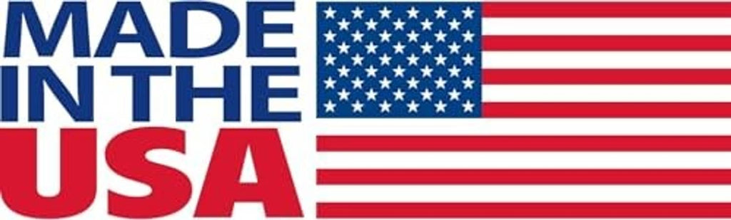Made in the USA badge sticker with US flag