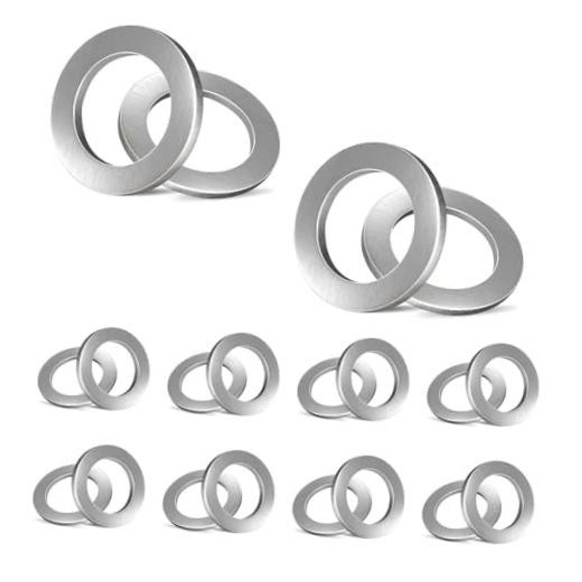 Aluminum crush washers with central holes, oil drain plug gasket set of 20