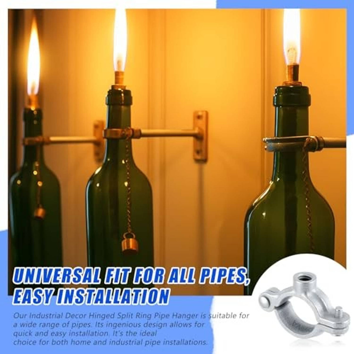 Silver galvanized split ring pipe hanger with threaded rod bolt