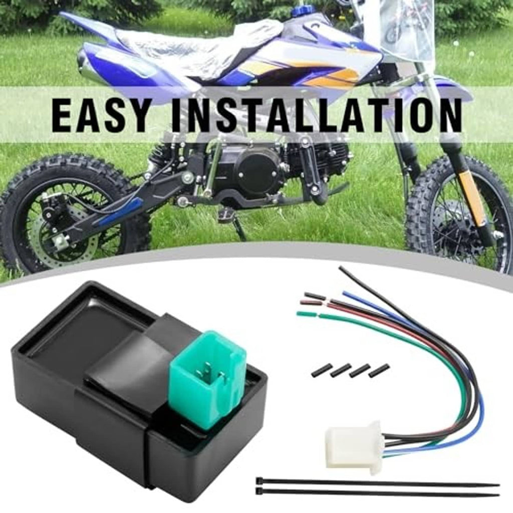 Black CDI module kit with teal 5-pin connector and colored wire harness