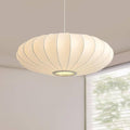 White ribbed bubble lantern pendant light with round diffuser and ceiling canopy