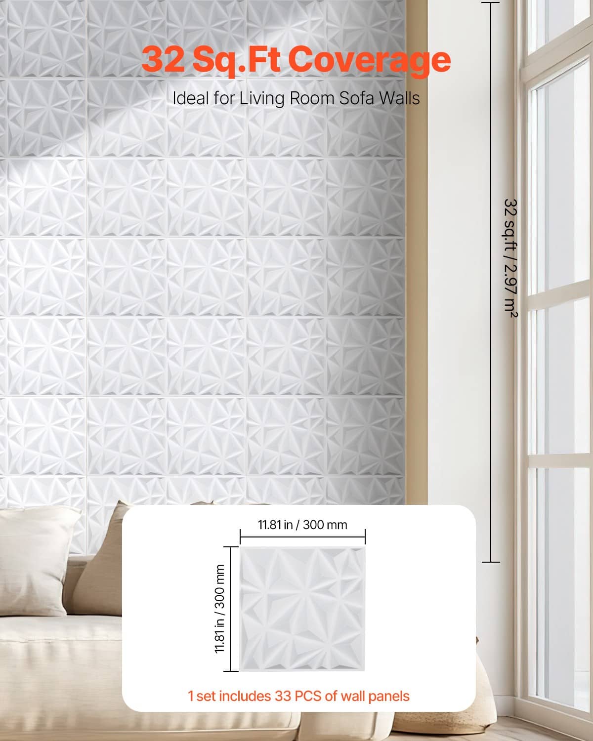 White 3D diamond wall panel sheet with embossed geometric relief pattern