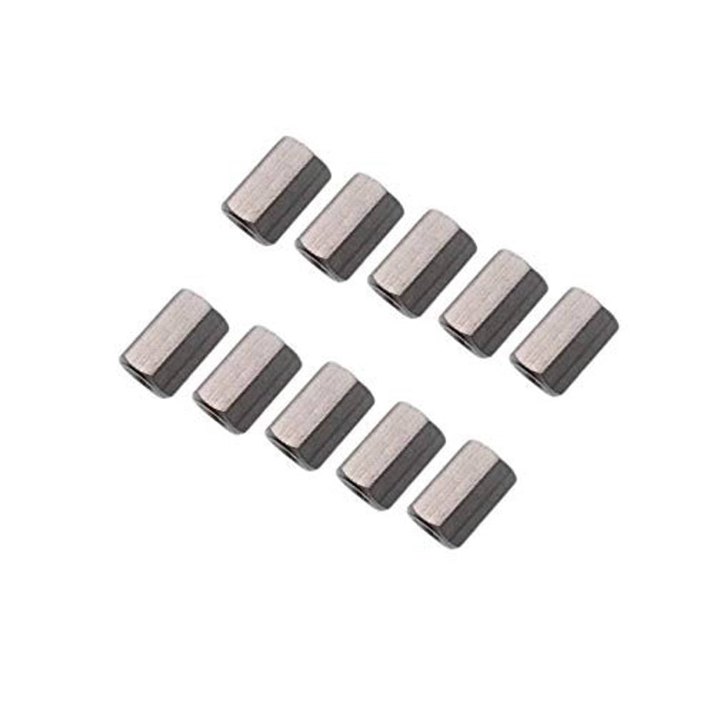 Stainless steel hex coupling nuts, 10-count arranged in a row