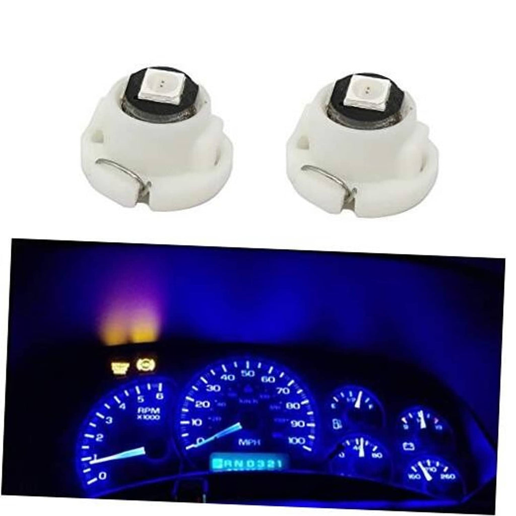 Blue T4.7 neo wedge LED bulbs, white bases with metal leads (pair)
