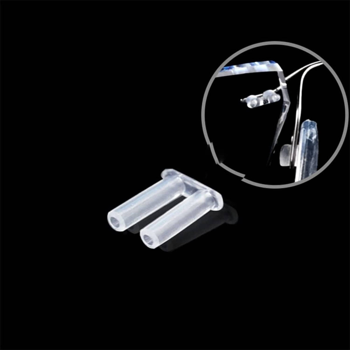 Clear double rubber plugs, transparent sleeves for rimless eyeglass repair