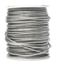 Heavy-duty picture hanging wire spool with gray coiled vinyl-coated stainless wire