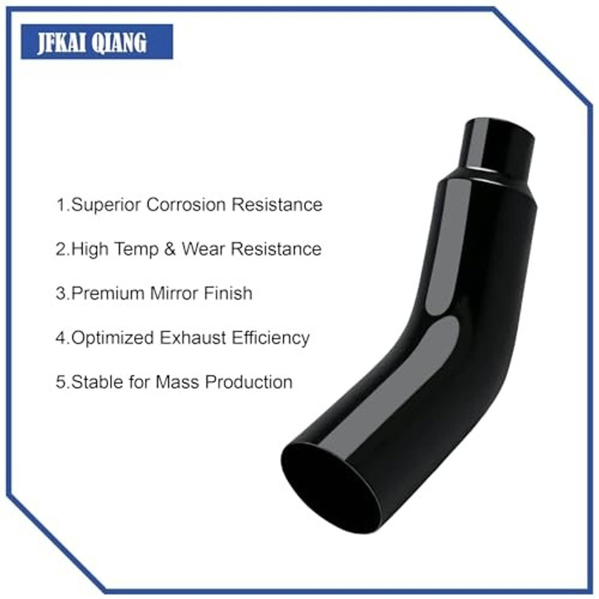 Black exhaust elbow with glossy finish and curved 90-degree outlet