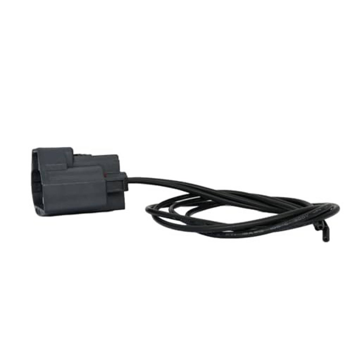 Electronic throttle harness with two black connectors and long cable lead