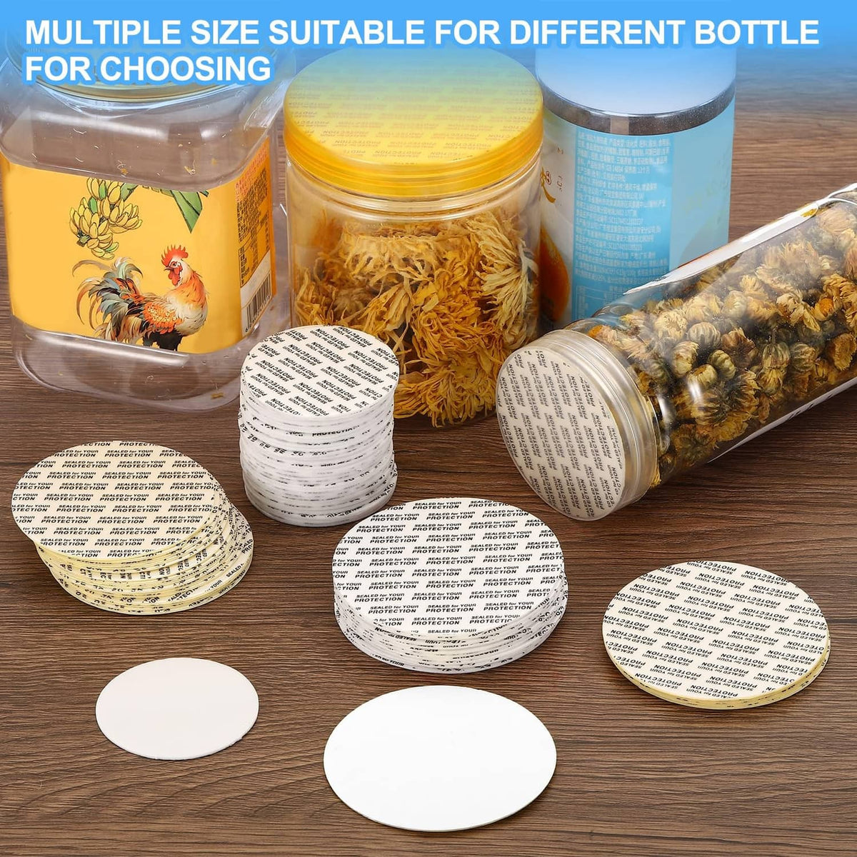36mm foam lid liner discs, white plain and printed label-sided, multiple pieces
