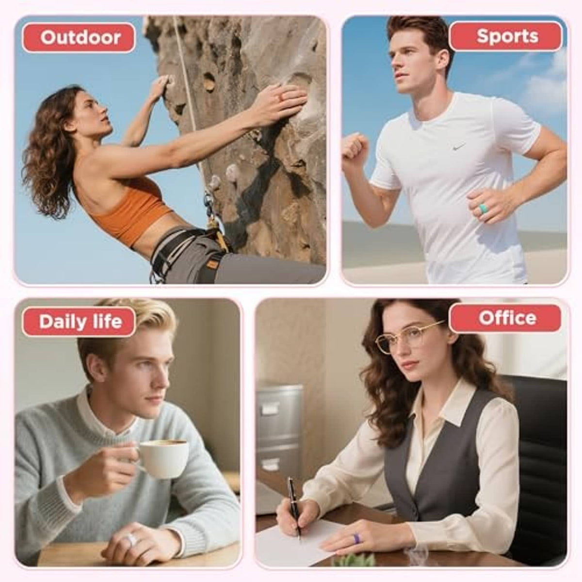 Ultra-thin ring cover use collage for sports, daily life, and office