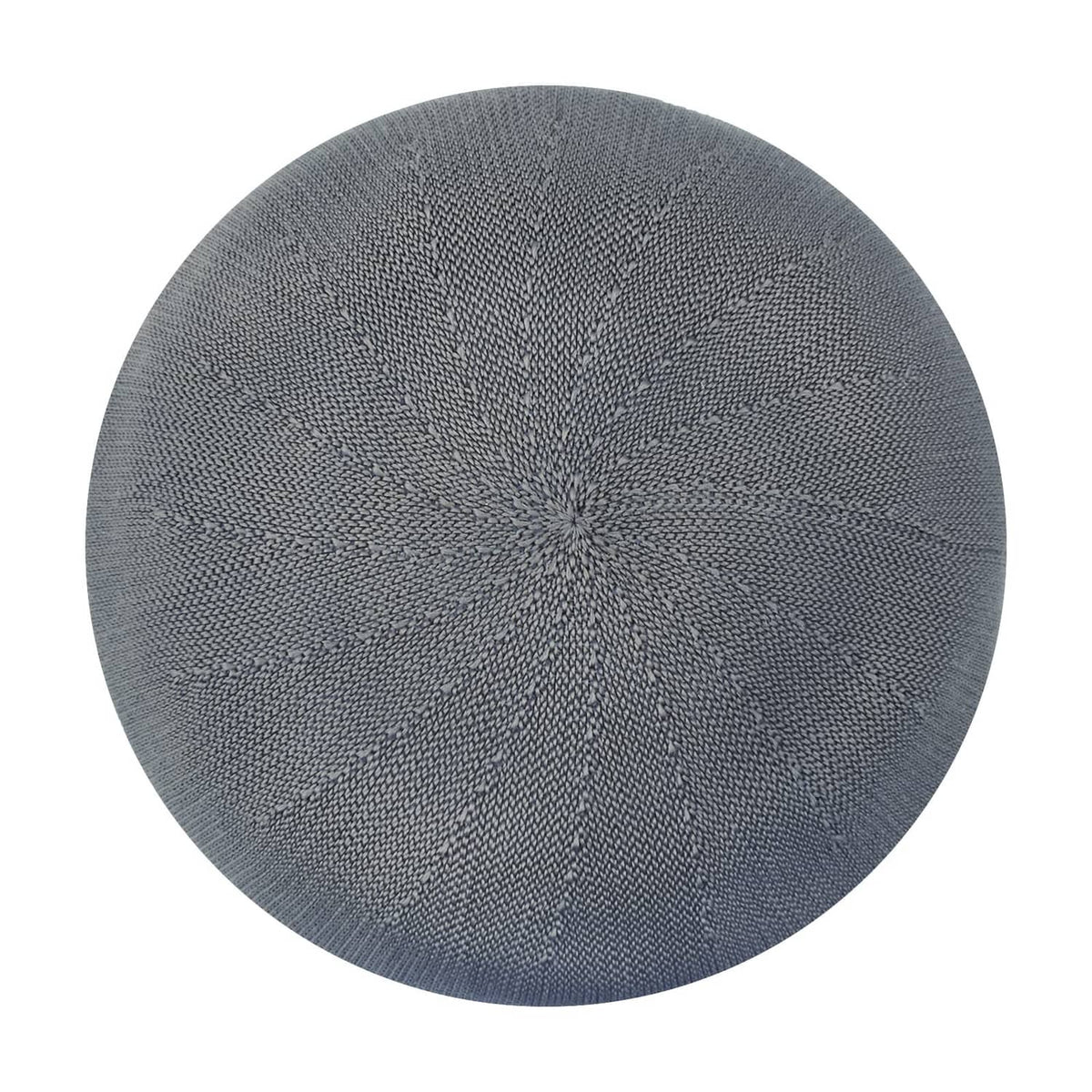Dark grey knitted beret hat with small center seam detail