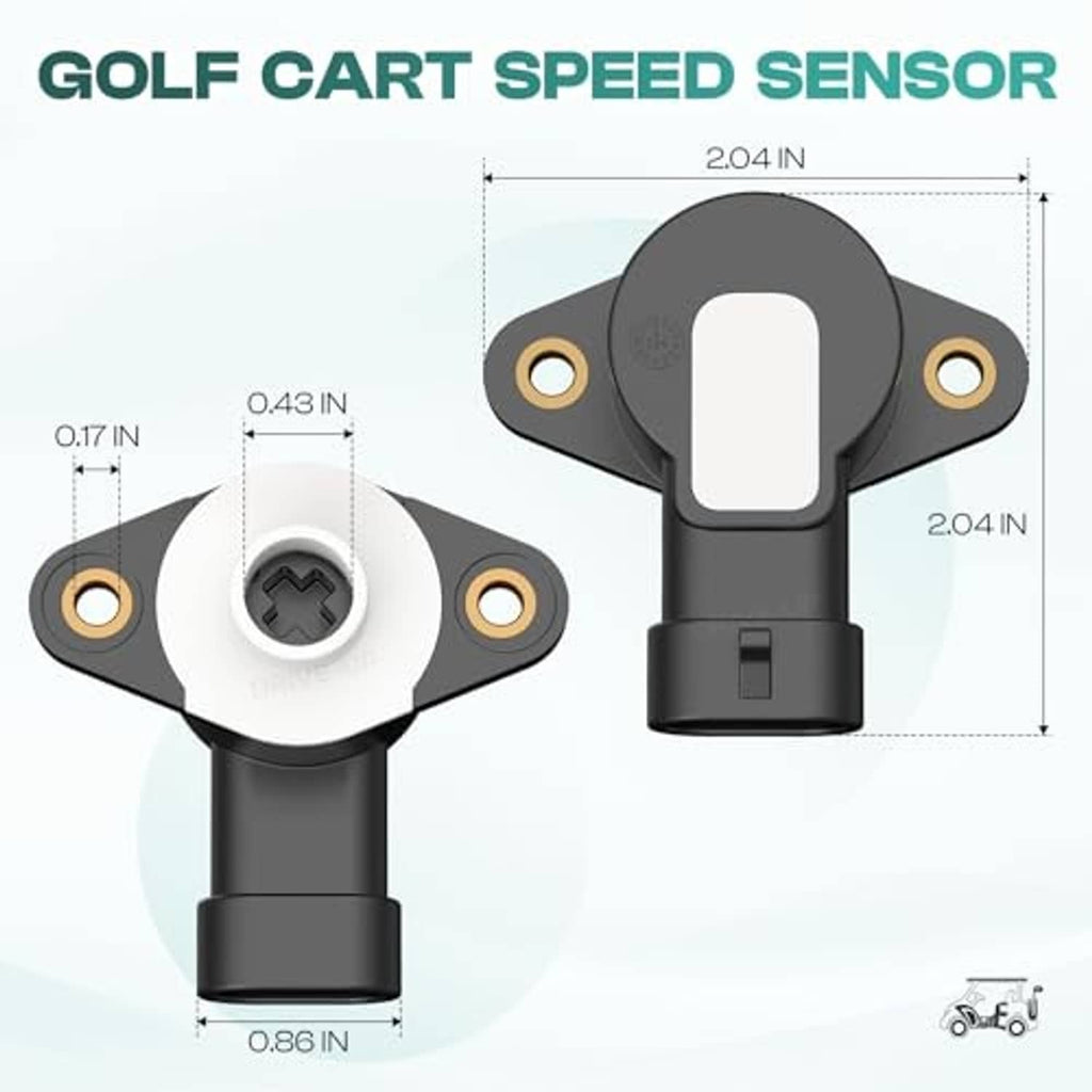 Golf cart throttle position sensor, black body with two mounting holes and white center