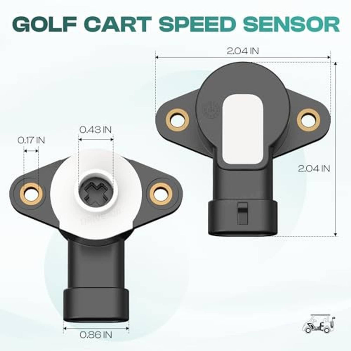 Golf cart throttle position sensor, black body with two mounting holes and white center