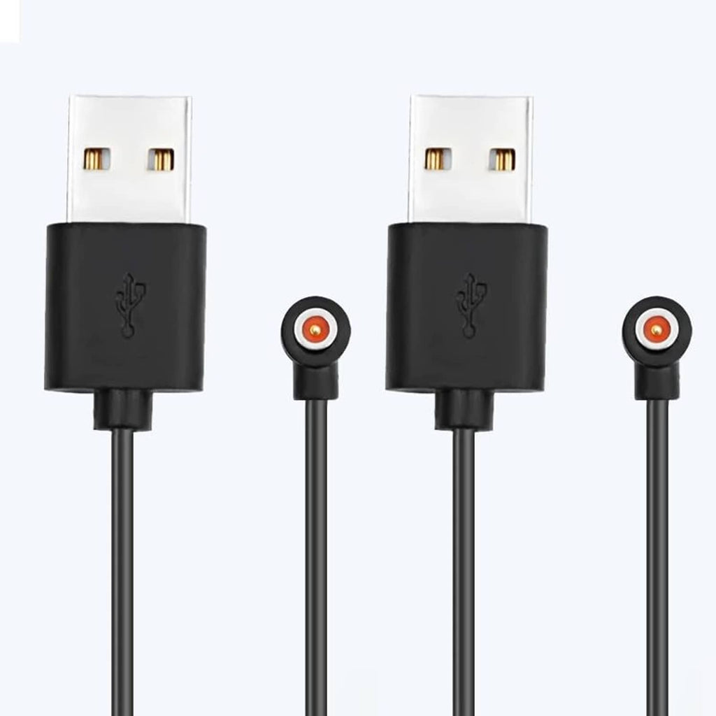 Black USB smart ring charger cables, showing two USB connectors and two magnetic ends