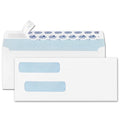 ValBox double-window envelopes, white with blue patterned windows and side flap
