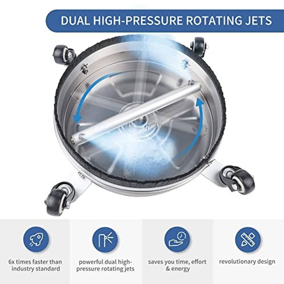 14-inch rotating pressure washer surface cleaner head with dual jet jets