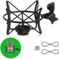 Black metal microphone shock mount with elastic band and screw adapter
