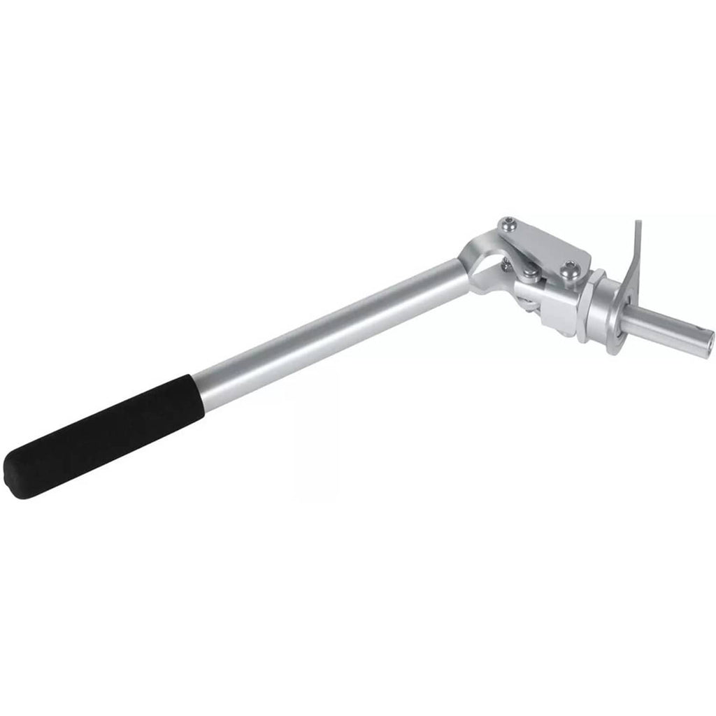 Valve spring compressor with long bar and black handle, silver clamp mechanism
