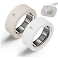 Silicone Oura ring protector case, white pair with exposed metal ring interior