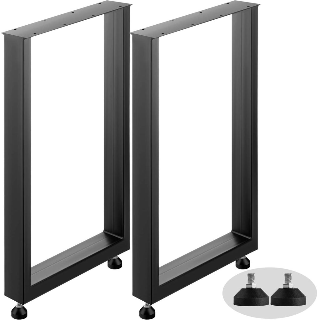 Black metal table legs frame, tall rectangular open-frame design with leveling feet