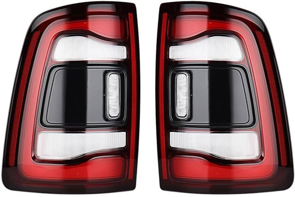 Two red LED tail lights with clear vertical and horizontal light segments.