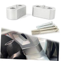 Silver motorcycle handlebar riser block pair with mounting screws kit