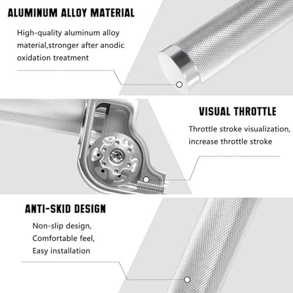 Silver textured motorcycle throttle grip and throttle assembly housing