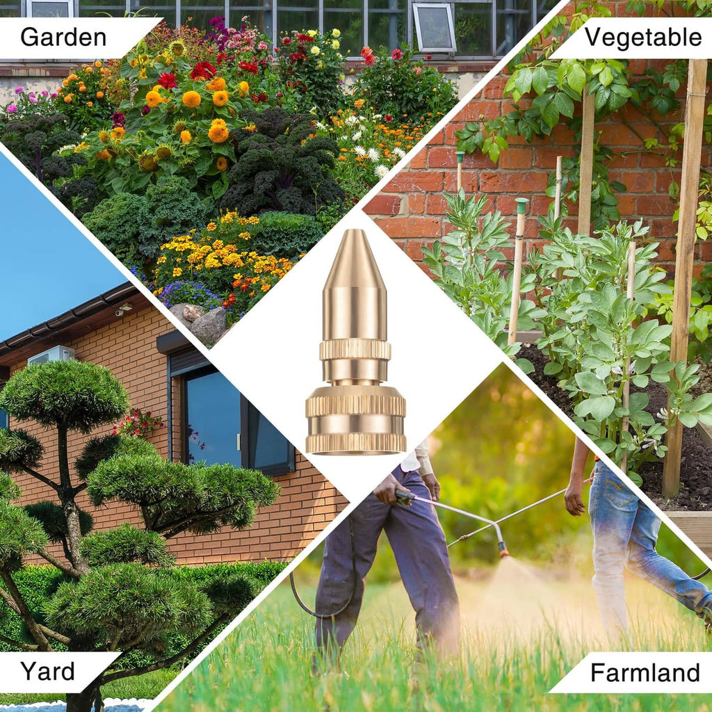 Brass adjustable nozzle for garden, vegetable, yard, and farmland spraying uses