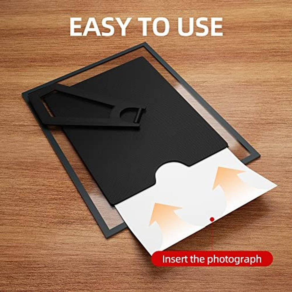 White 5x7 glass photo frame backing with fold-out tabs for inserting a photo