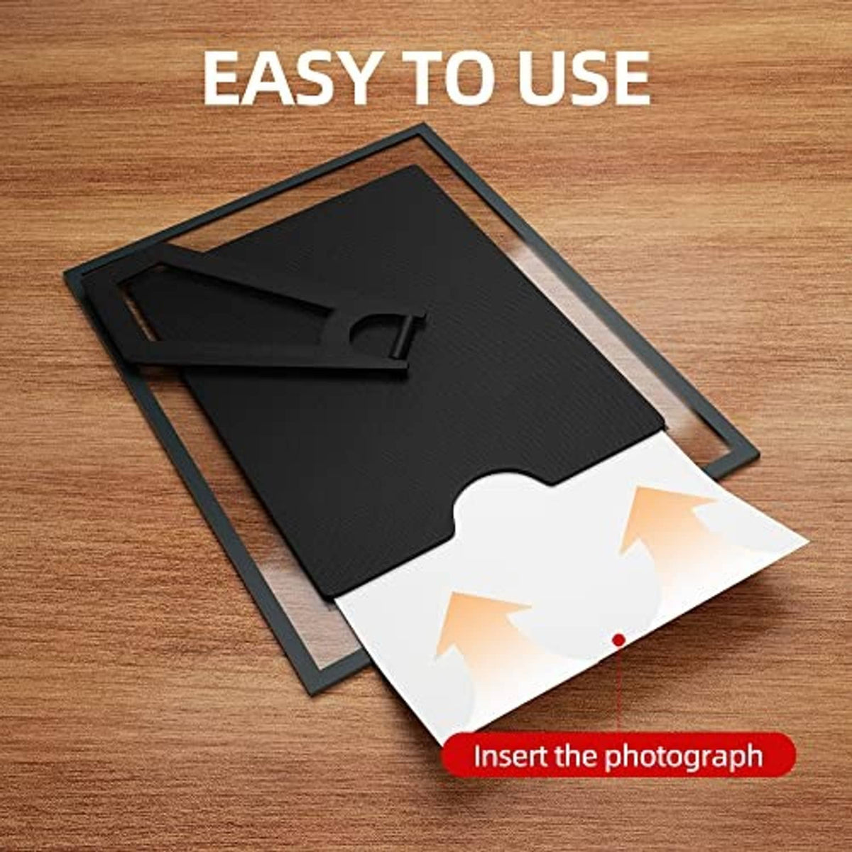White 5x7 glass photo frame backing with fold-out tabs for inserting a photo