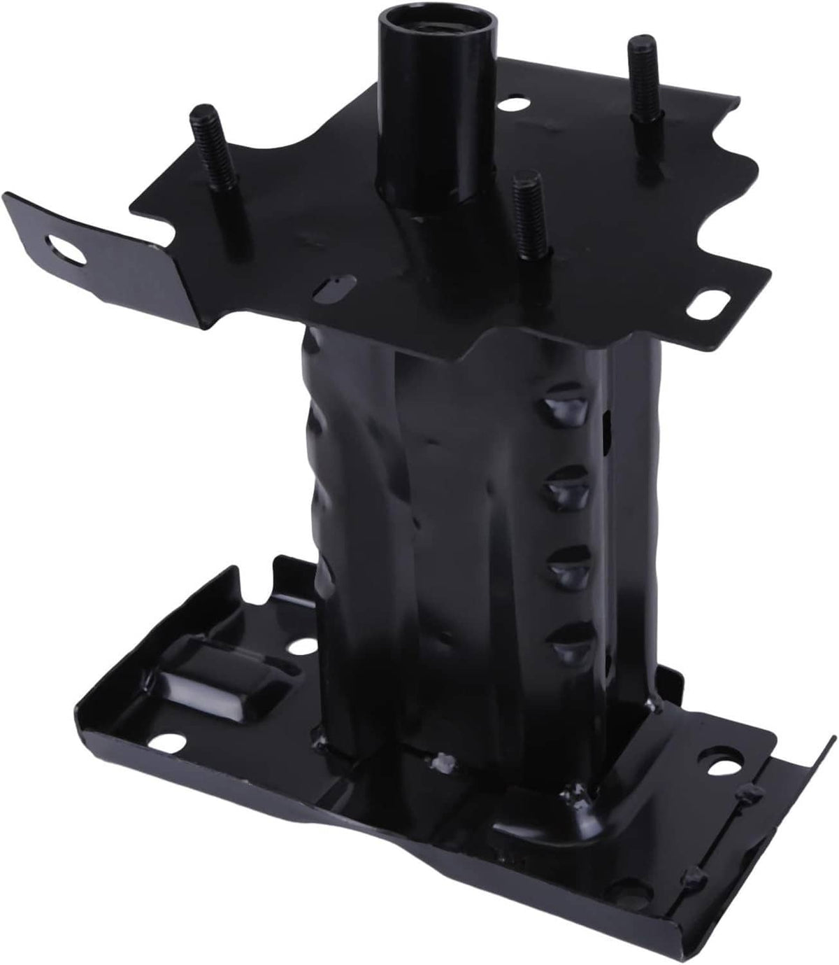 Front bumper reinforcement bracket, black metal base with raised mounting posts
