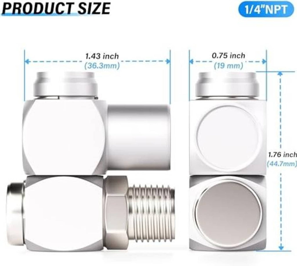 1/4 NPT air swivel fitting dimensions with threaded port and hex body