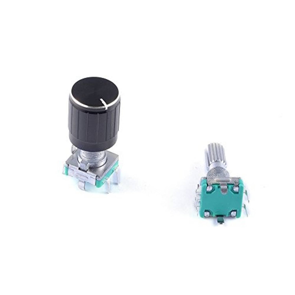 Rotary encoder code switch potentiometer module with black knob and mounting pins.