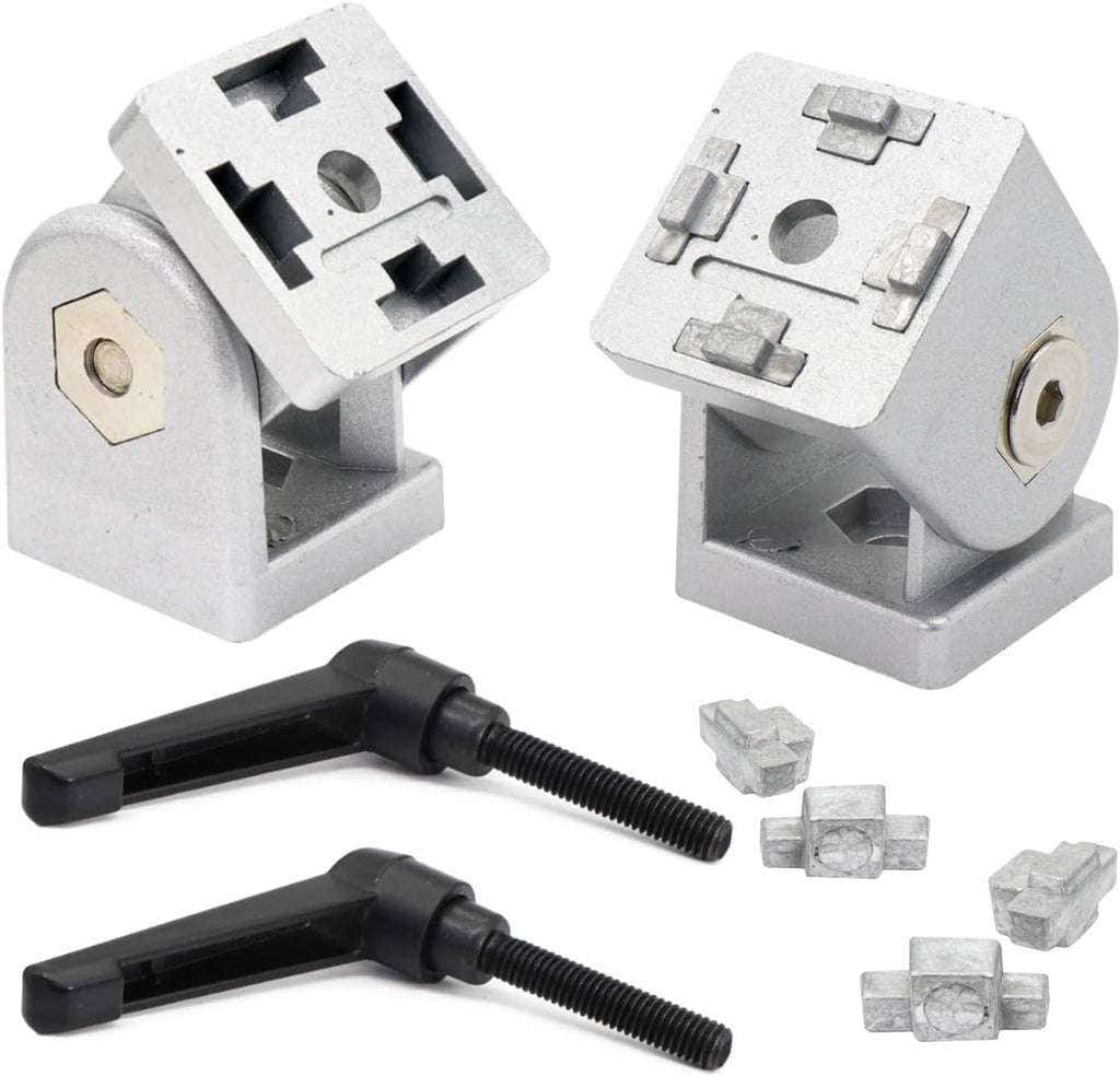Aluminum extrusion pivot joint connectors, 2-piece set with threaded rods and clamps
