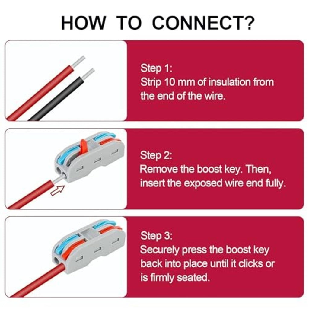 DC voltage regulator wiring diagram with red and black leads and connector steps