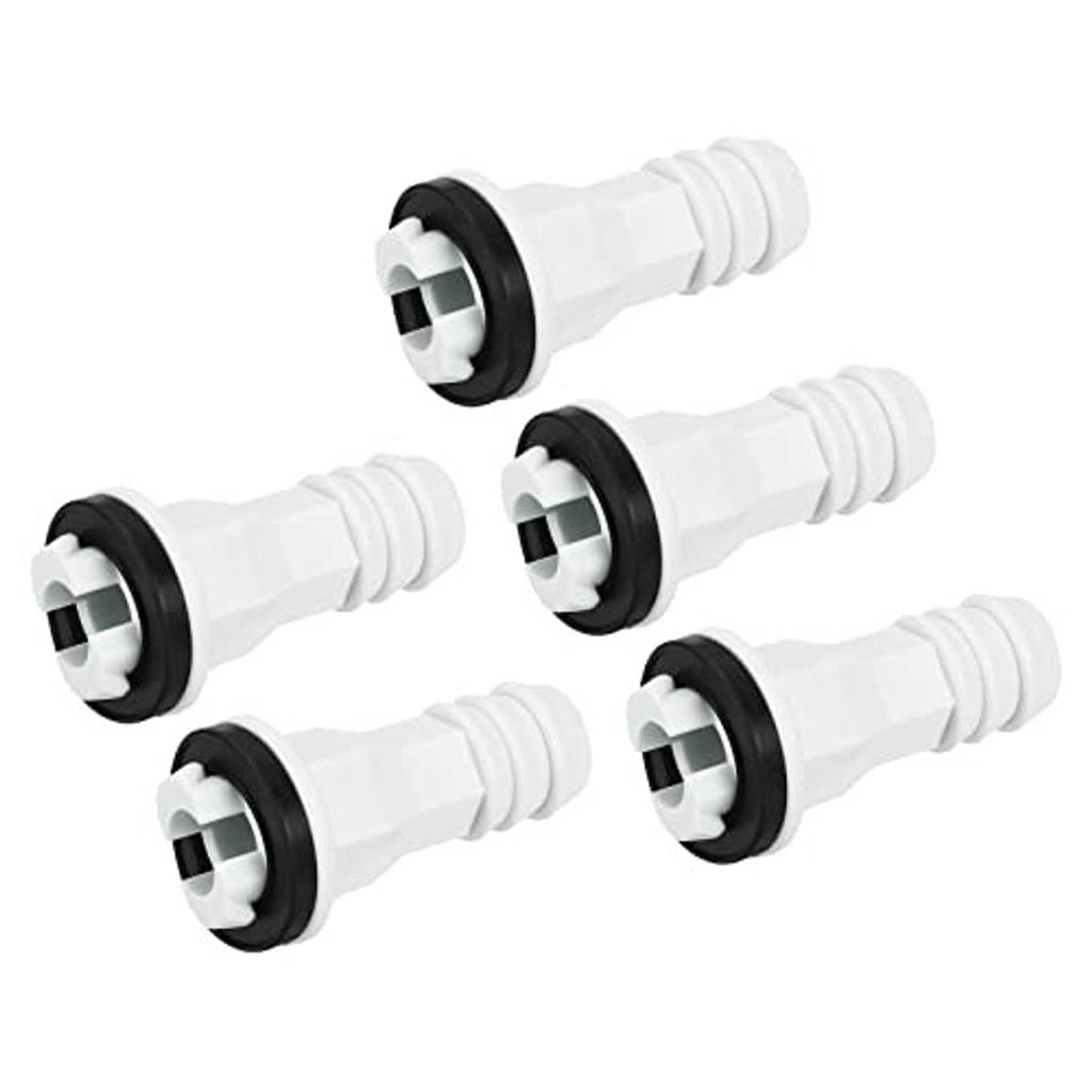 Air conditioner drain hose connector set, straight fittings, white with black rubber rings