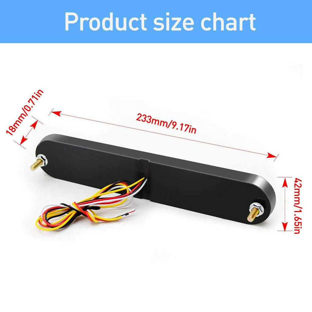 Single LED light bar with wiring bundle, black housing with metal mounting points